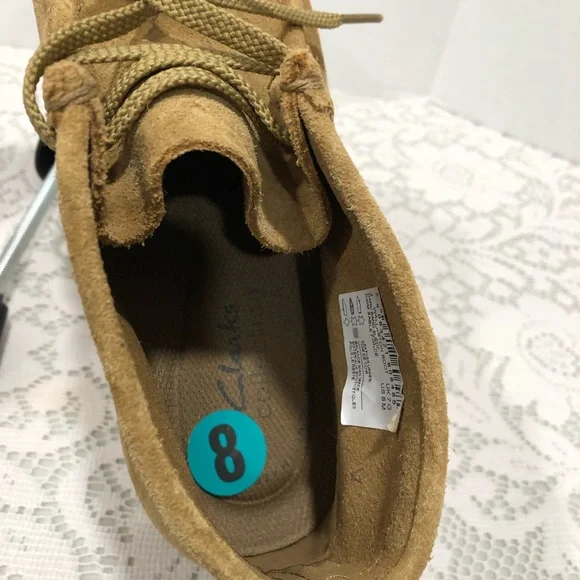 Clarks Wallaston Dark Sand Suede Boots Shoes Men’s Sz 8 - Picture 10 of 12